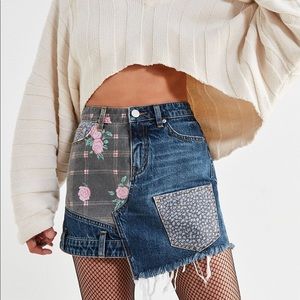 UO Patchwork Denim Skirt